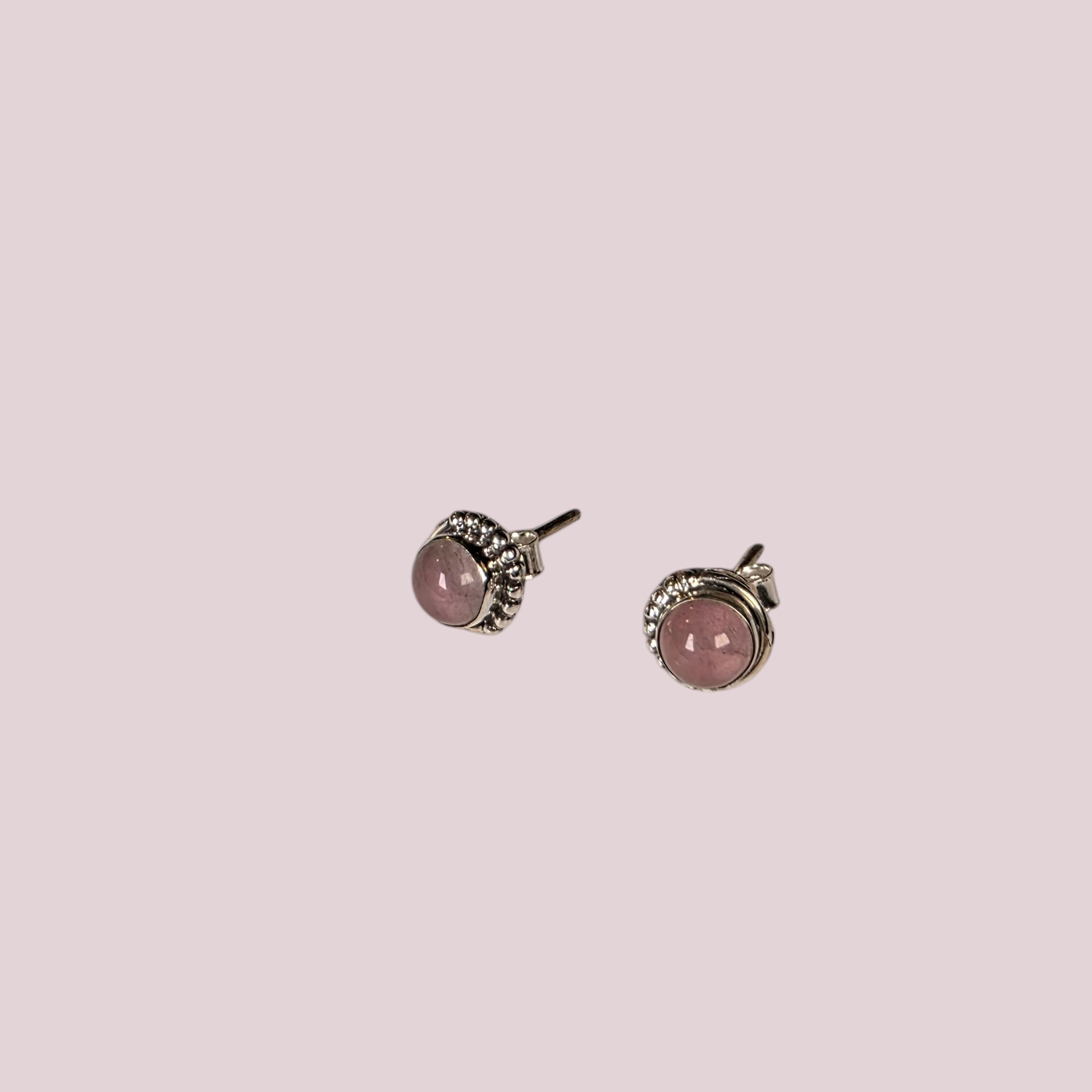 Caravanas Cuarzo Rosa plata 925