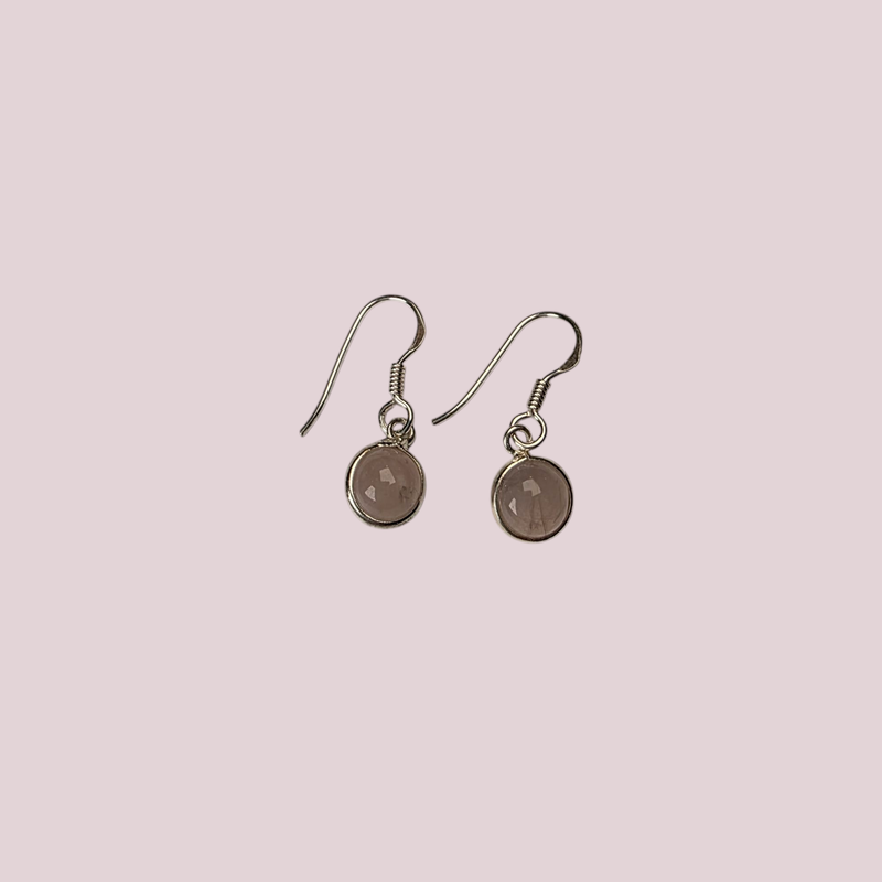 Caravanas Cuarzo Rosa plata 925