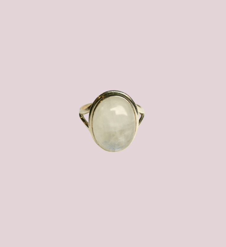 Anillo Piedra de la luna Plata 925 (18 mm)