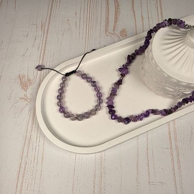 Pulsera de amatista 6mm ajustable y collar  - Protección y transmutación energética