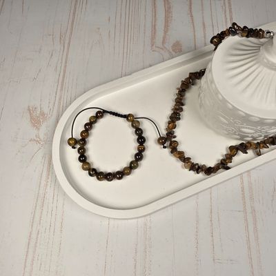 Pack pulsera y collar de ojo de tigre -  Protección, coraje y fuerza personal