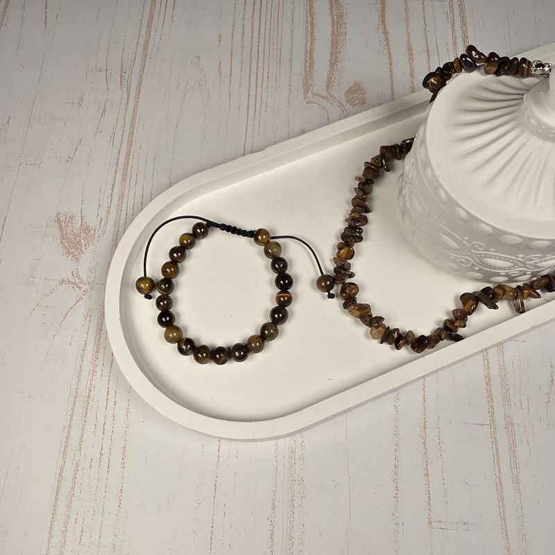 Pack pulsera y collar de ojo de tigre -  Protección, coraje y fuerza personal