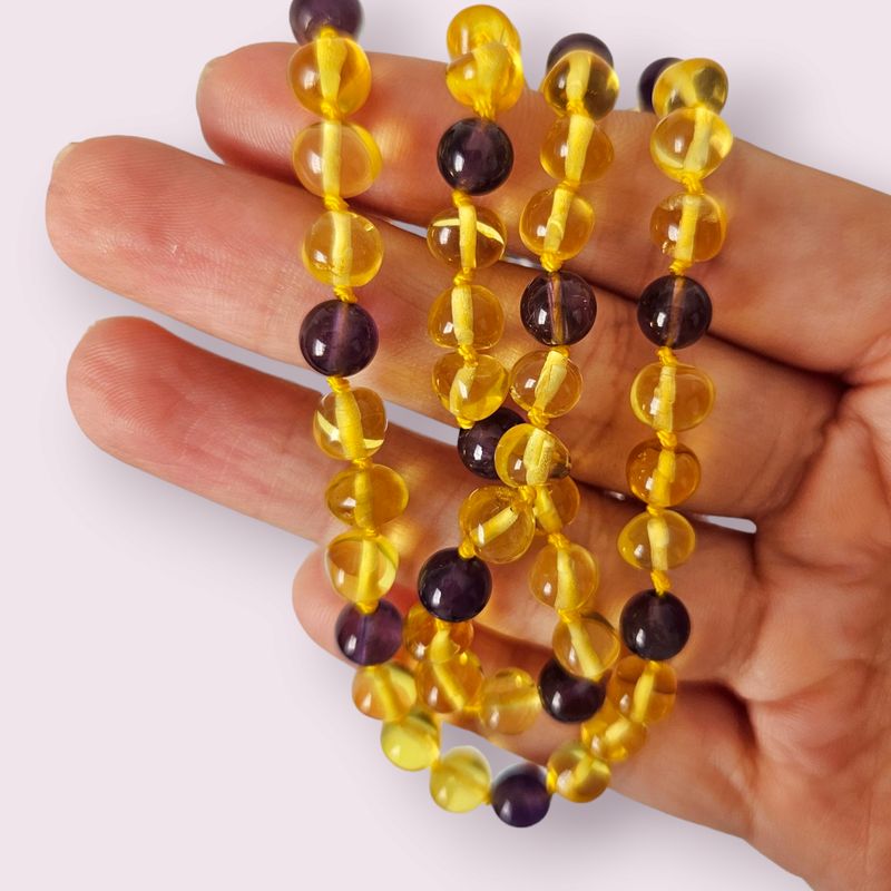 Collar de ambar y amatista - Protección espiritual y transmutación emocional
