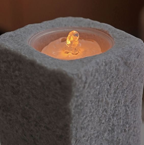 7 Inch Aquaflame Rock Fountain Candle - Remote Control Included