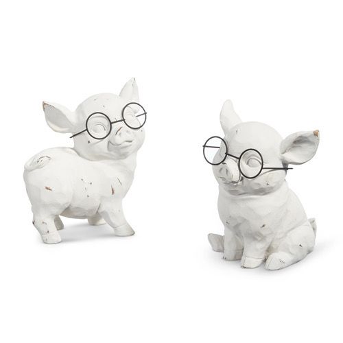 6.5” Pig With Glasses Sitting