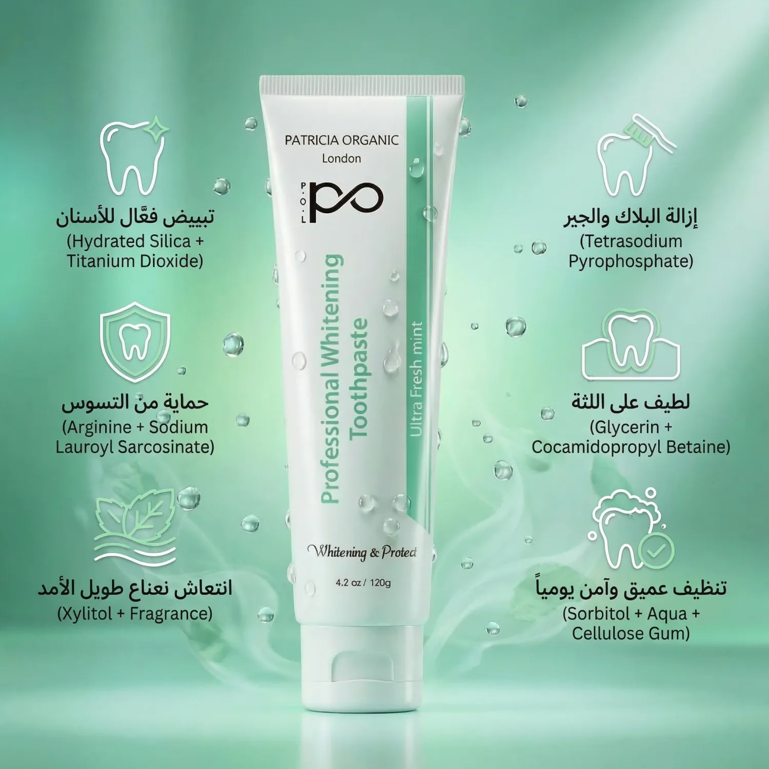 معجون اسنان للحماية والتبييض من باتريشيا البريطانية
