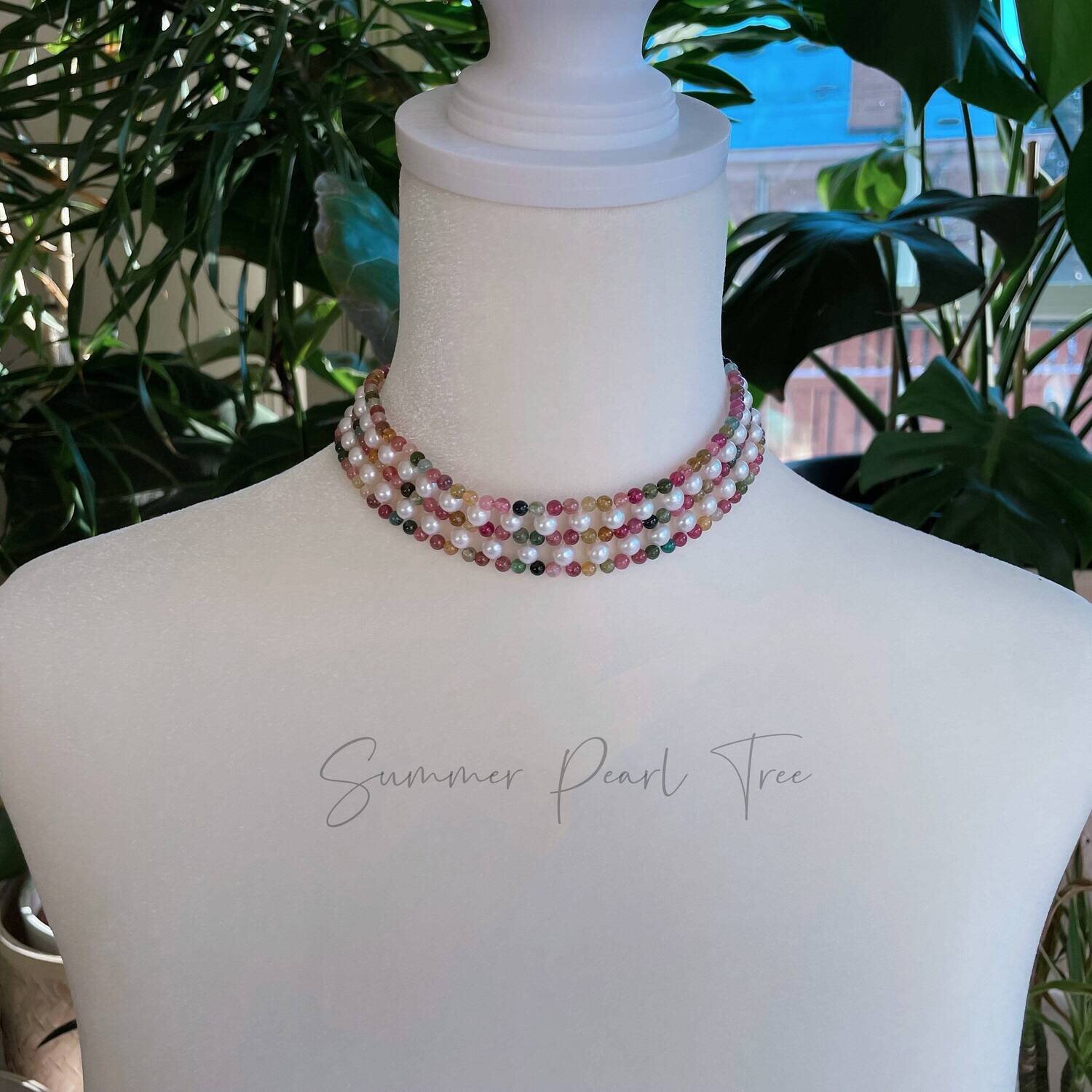 Boho pearl necklace choker, Victoria necklace choker, statement necklace pearl, hippie necklace choker pearl, multi-tone multicolor necklace