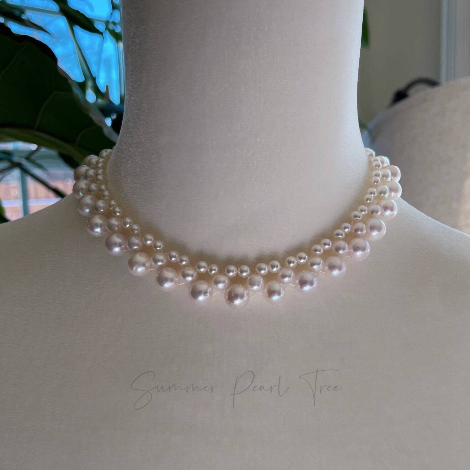 Bridal pearl necklace, elegant pearl necklace choker, gift for her, statement pearl necklace, freshwater pearl necklace choker, wedding