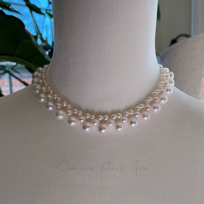 Bridal pearl necklace, elegant pearl necklace choker, gift for her, statement pearl necklace, freshwater pearl necklace choker, wedding