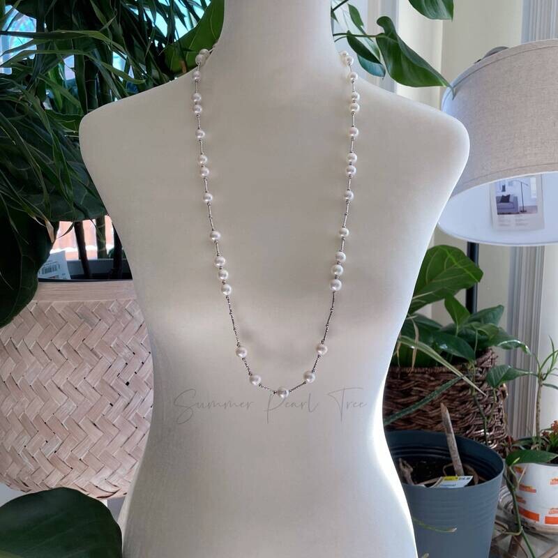 Long necklace, extra long pearl necklace, sweater necklace, gift for her, bridal necklace, freshwater pearl necklace