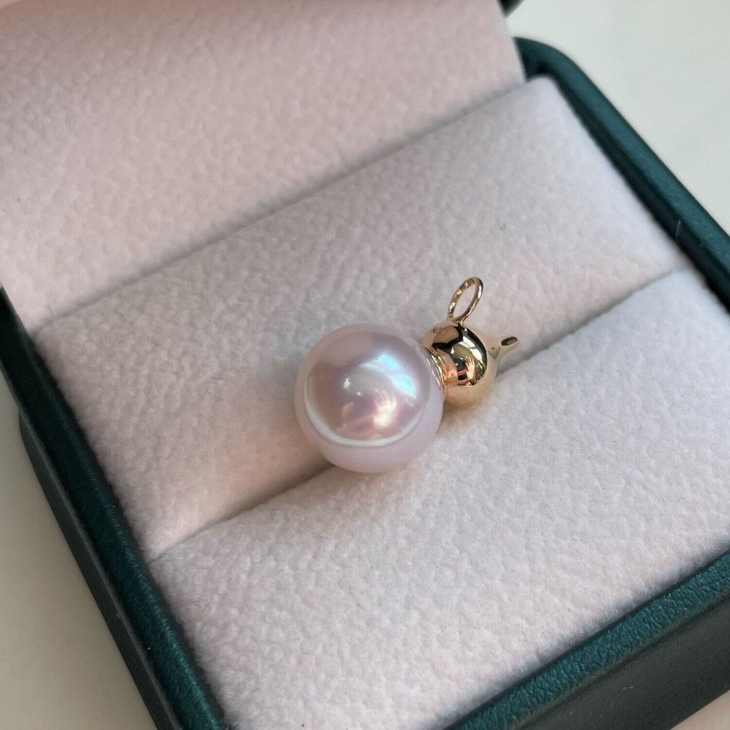 Real good 18k pearl necklace with pendant, pearl choker, pearl pendant gold, freshwater Pearl, solid gold pendant, gift for her