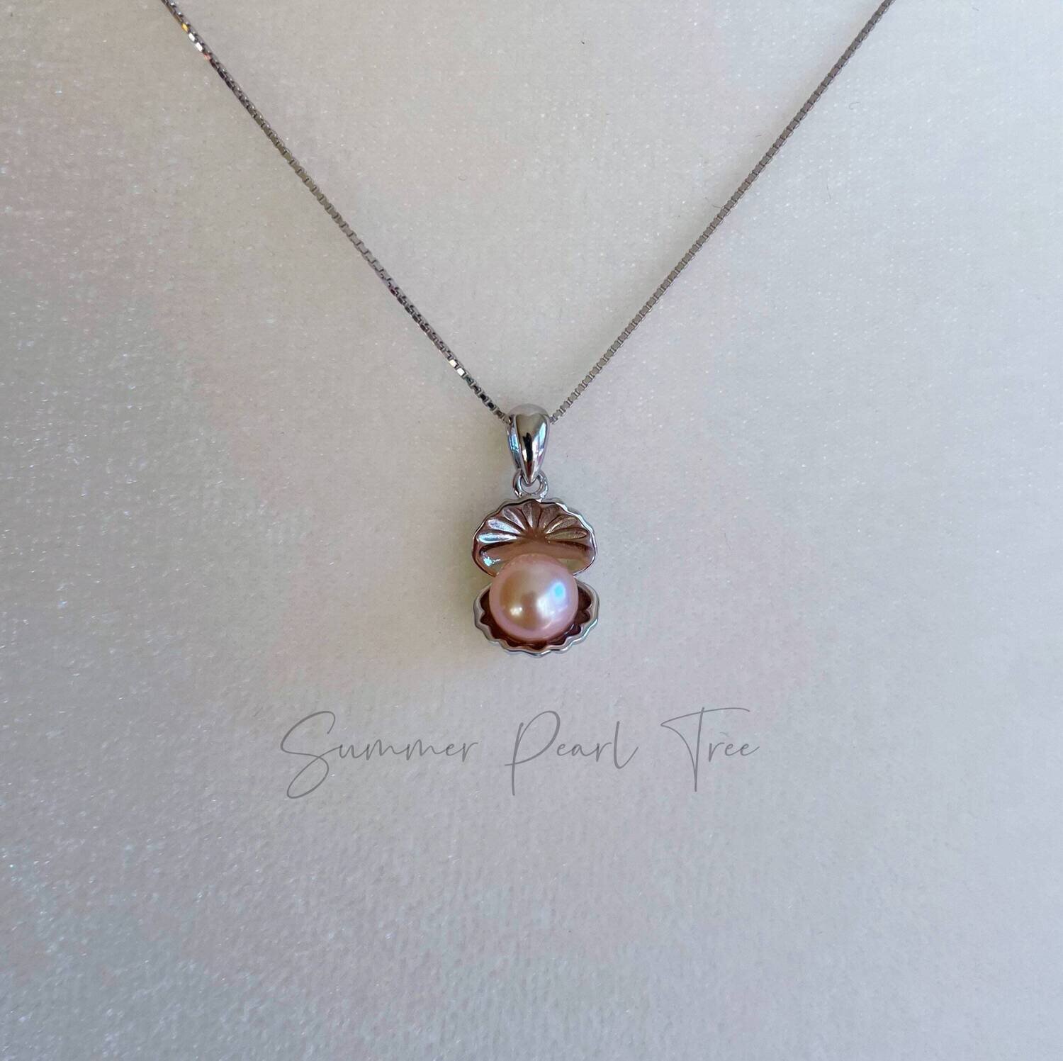 Edison pearl pendant, 6-7mm Edison pearl necklace, gift for her, natural color pearl pendant, pearl in shell pendant, unique necklace