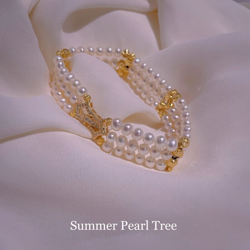 three row pearl bracelet