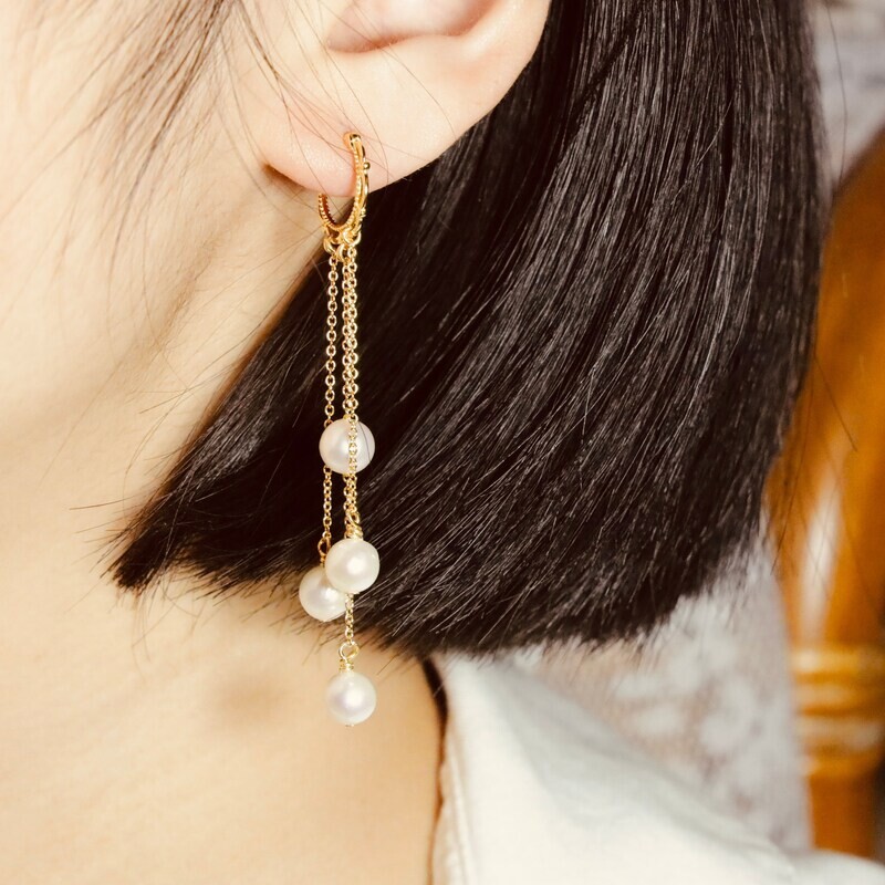 Genuine freshwater pearl earrings dangle, pearl drop earrings, gift for her, dainty earrings pearl, sterling silver pearl earrings, bridal