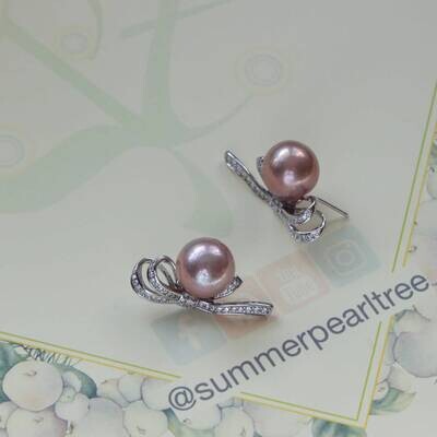 Freshwater Pearl earrings studs, pearl earring studs, gift for her, natural color edison pearl earrings, violet pearl earrings, lavender