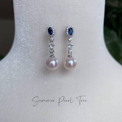 sapphire pearl earrings, AAAAA grade