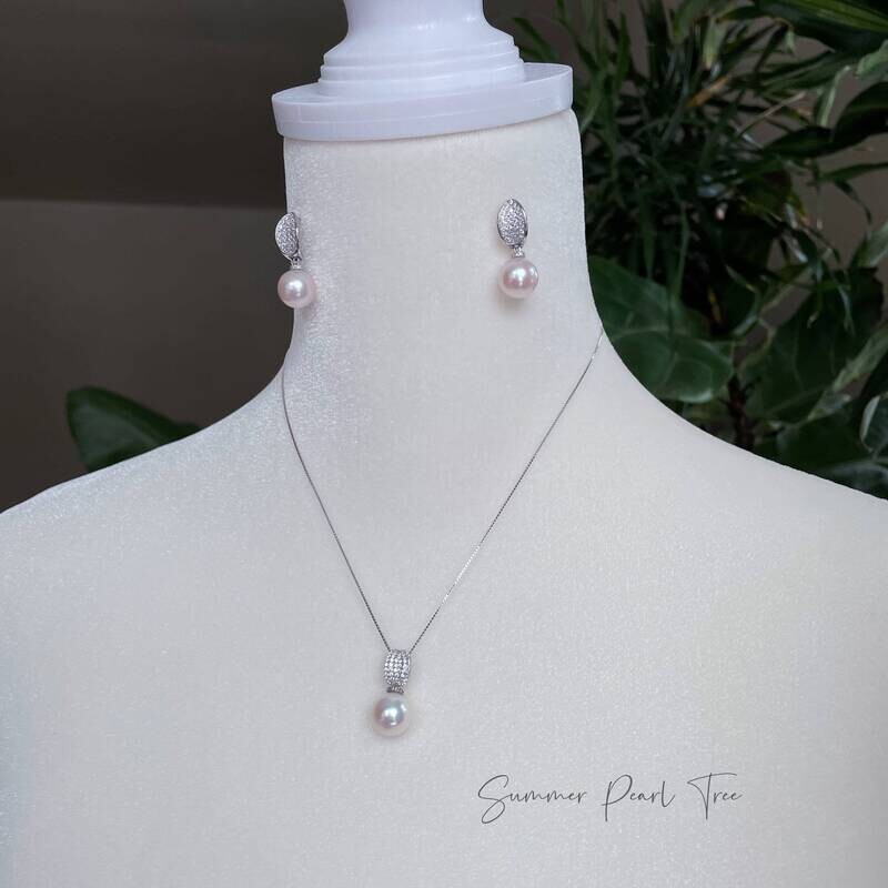 Freshwater Pearl earrings and pendant set, gift for her, pearl jewelry set, bridal jewelry set, wedding earrings and necklace, bridal pearl