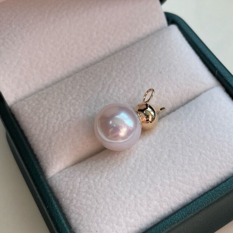 Real good 18k pearl necklace with pendant, pearl choker, pearl pendant gold, freshwater Pearl, solid gold pendant, gift for her