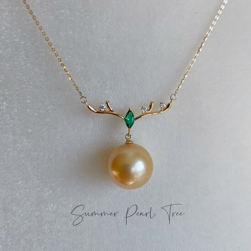 South sea pearl pendant, pearl necklace gold, gift for her, golden pearl necklace, rare pearl, solid 18k gold jewelry for women, unique