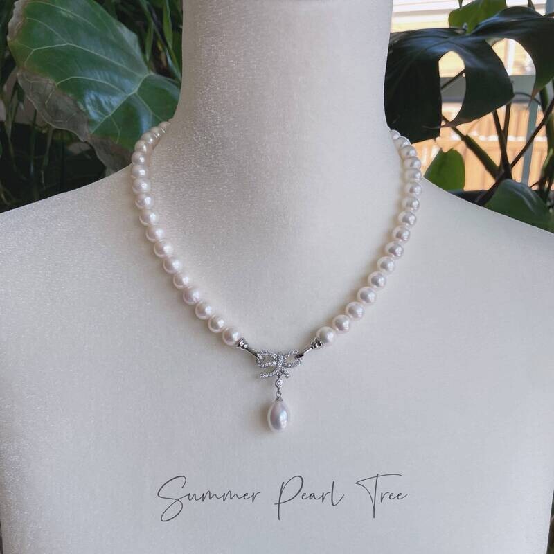 Pearl necklace, pearl pendant, two in one necklace, multiple wear necklace, freshwater pearl necklace, genuine pearl necklace