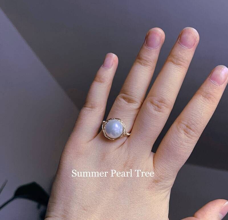 Large pearl ring, gold filled pearl ring, gift for her, 12-13mm pearl ring, freshwater pearl ring, classic ring, chic ring, minimalist ring