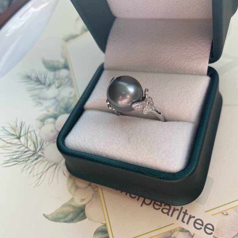 Tahitian pearl ring, seawater pearl ring, Tahitian ring, gift for her, size adjustable ring, pearl ring Tahitian