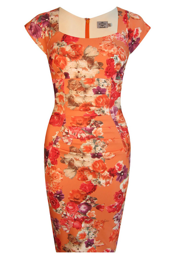 Diva Catwalk Orange floral Print Aston Dress - RRP £110 size M/L