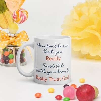 Proverbs 3:5 Trust God White glossy mug
