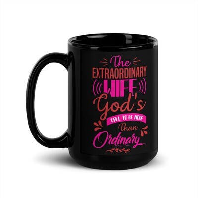 Proverbs 31:10 Extraordinary Wife Black Glossy Christian Coffee Mug