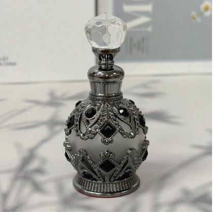 Vintage Diamond-Edged Cone-Shaped Glass Perfume Bottle 15ml