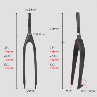 TOSEEK 26/27.5/29er MTB Full Carbon Fiber Straight Forks Straight Disc Brake