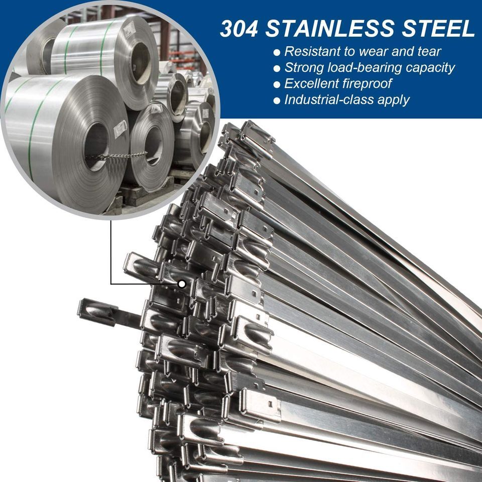 Silver Stainless Steelsoft 50 Pack 12 inch Metal Zip Ties Heavy Duty 200 lbs Silver Stainless Steelsoft 50 Pack 12 inch Metal Zip Ties Heavy Duty 200 lbs
