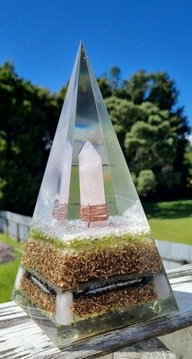 Rose Quartz Peridot Russian Orgone Energy Pyramid
