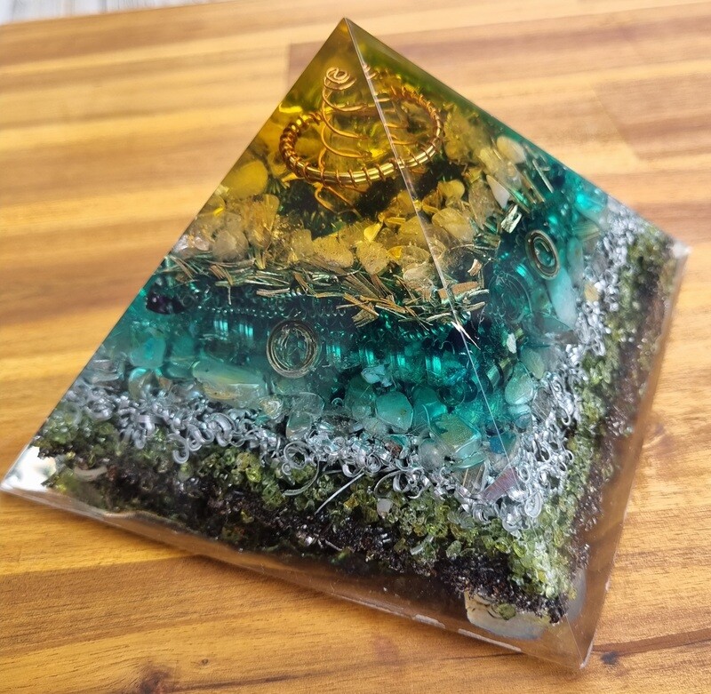 Quartz Peridot Black Tourmaline Giza Orgone Energy Pyramid
