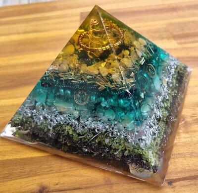 Quartz Peridot Black Tourmaline Giza Orgone Energy Pyramid