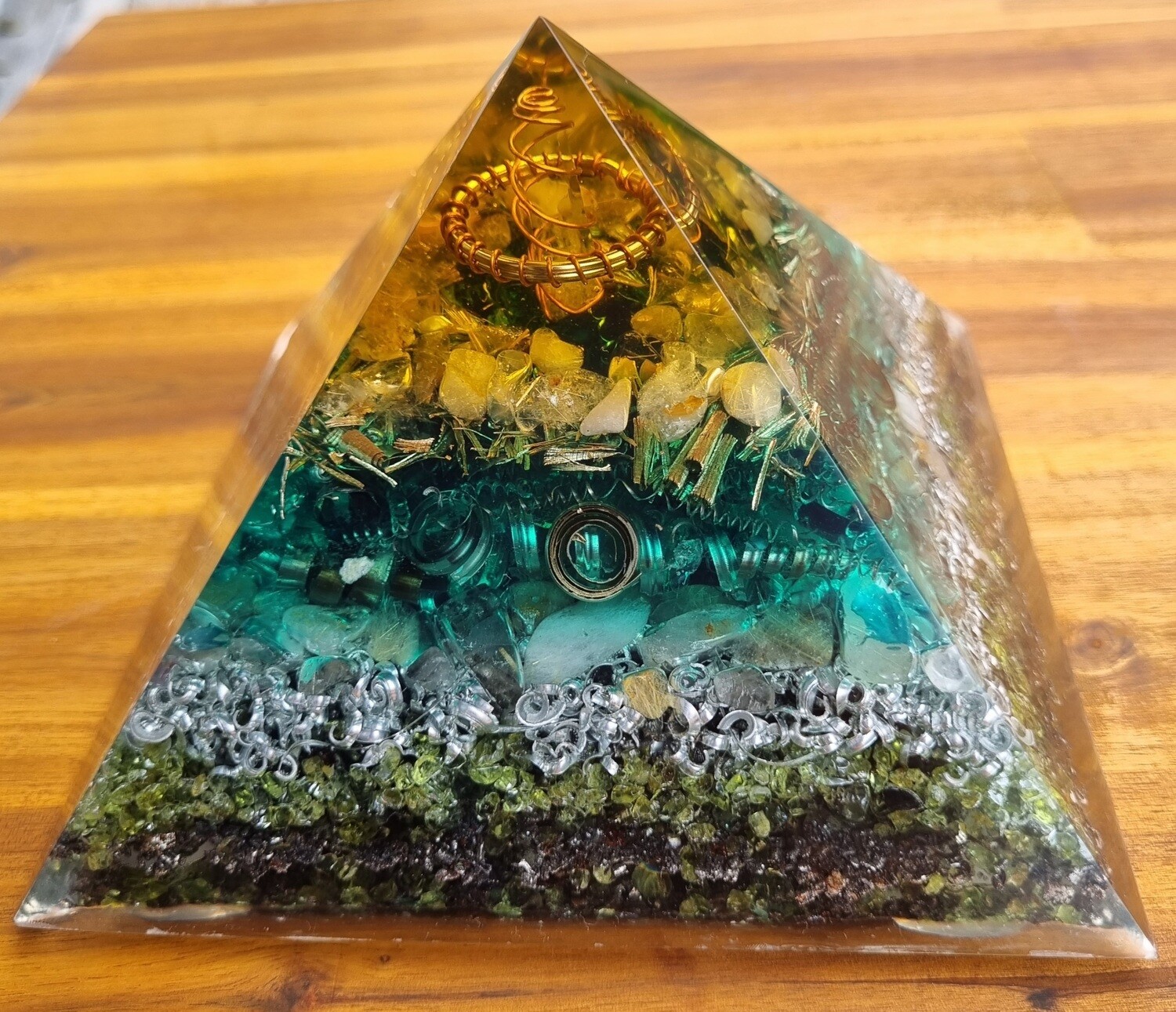 Quartz Peridot Black Tourmaline Giza Orgone Energy Pyramid