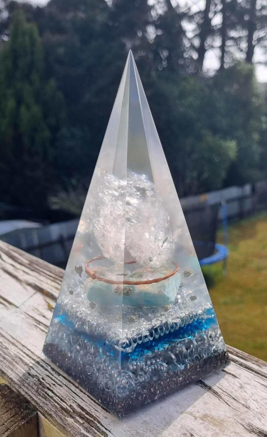 Raw Quartz Amazonite Russian Orgone Energy Pyramid