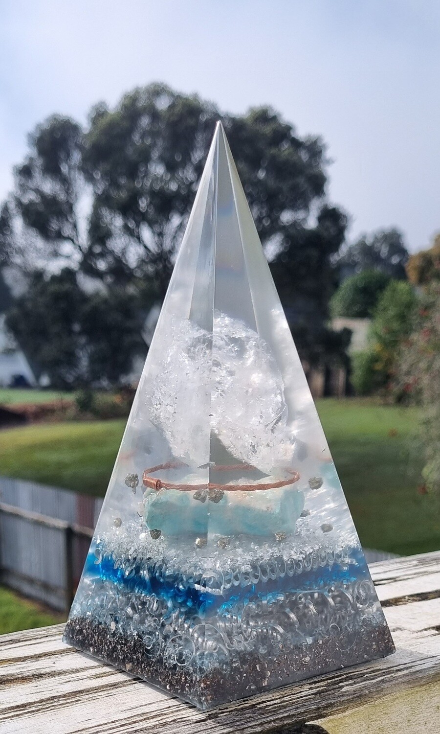 Raw Quartz Amazonite Russian Orgone Energy Pyramid