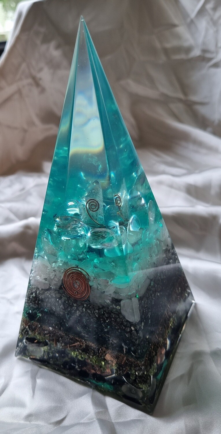 Clear Quartz Spheres Koru Russian Orgone Energy Pyramid