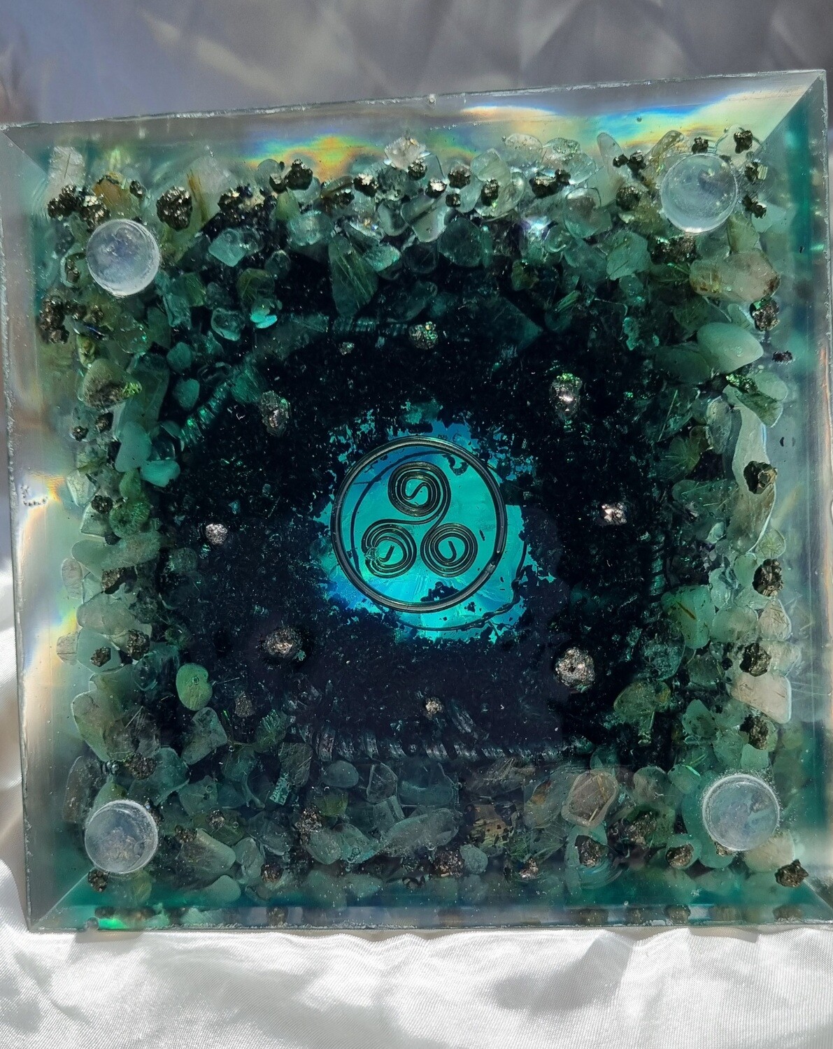 Raw Quartz Shungite Triple Copper Koru Spiral Giza Orgone Energy Pyramid