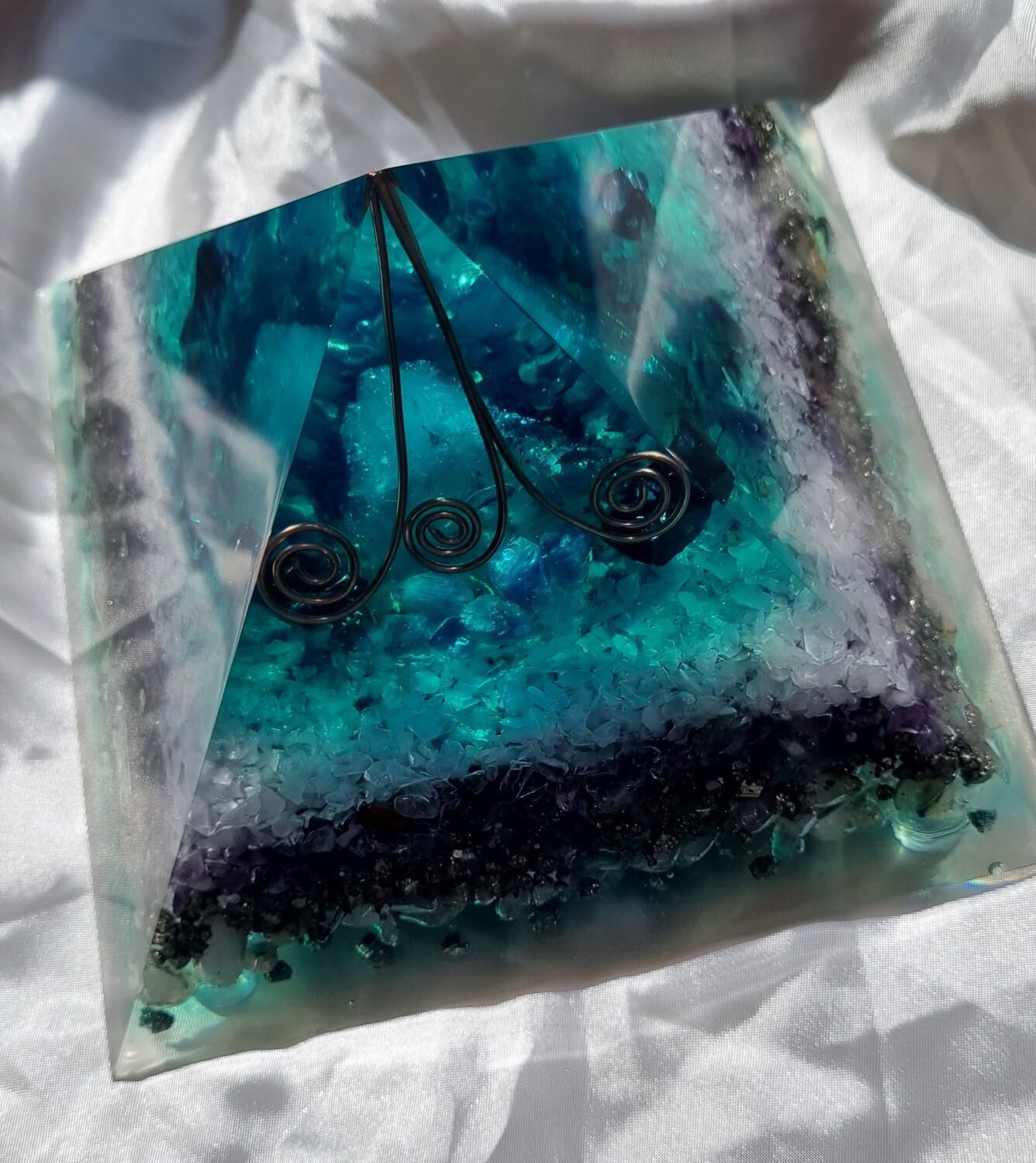 Raw Quartz Shungite Triple Copper Koru Spiral Giza Orgone Energy Pyramid