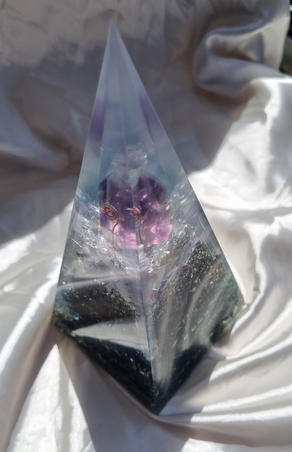 Amethyst Point Copper Koru Fluorite Selenite Russian Orgone Energy Pyramid