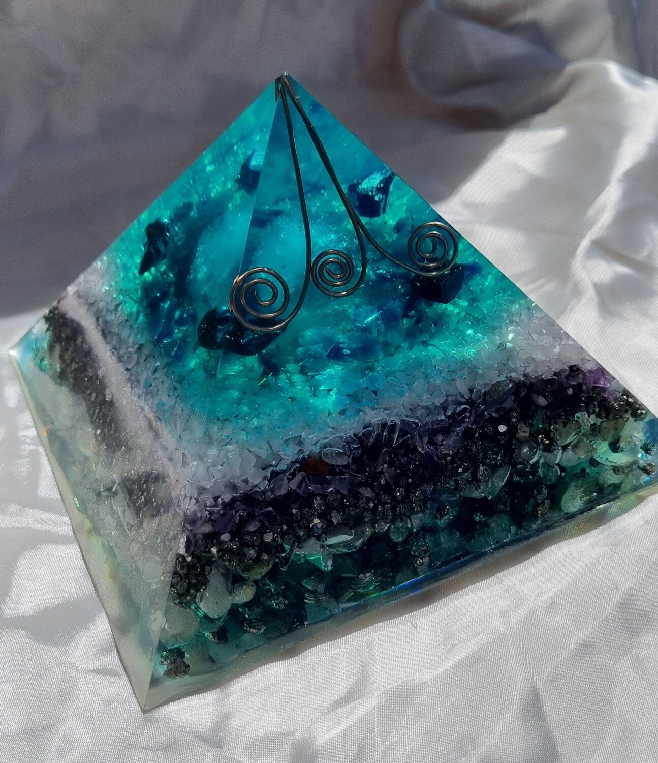 Raw Quartz Shungite Triple Copper Koru Spiral Giza Orgone Energy Pyramid