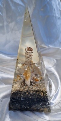 Citrine Selenite Copper Spiral Russian Orgone Energy Pyramid