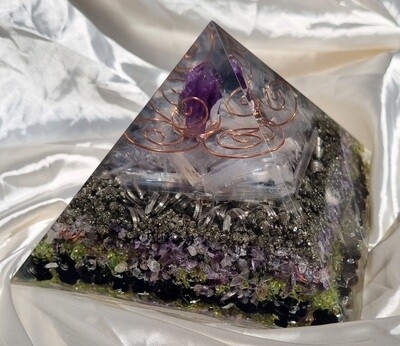 Amethyst Copper Spiral Giza Orgone Energy Pyramid