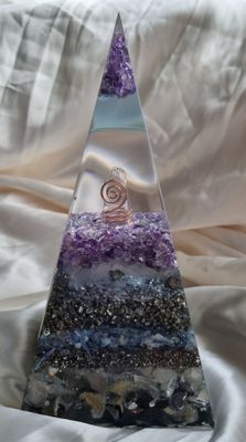 Amethyst Blue Kyanite Pyrite Russian Orgone Energy Pyramid