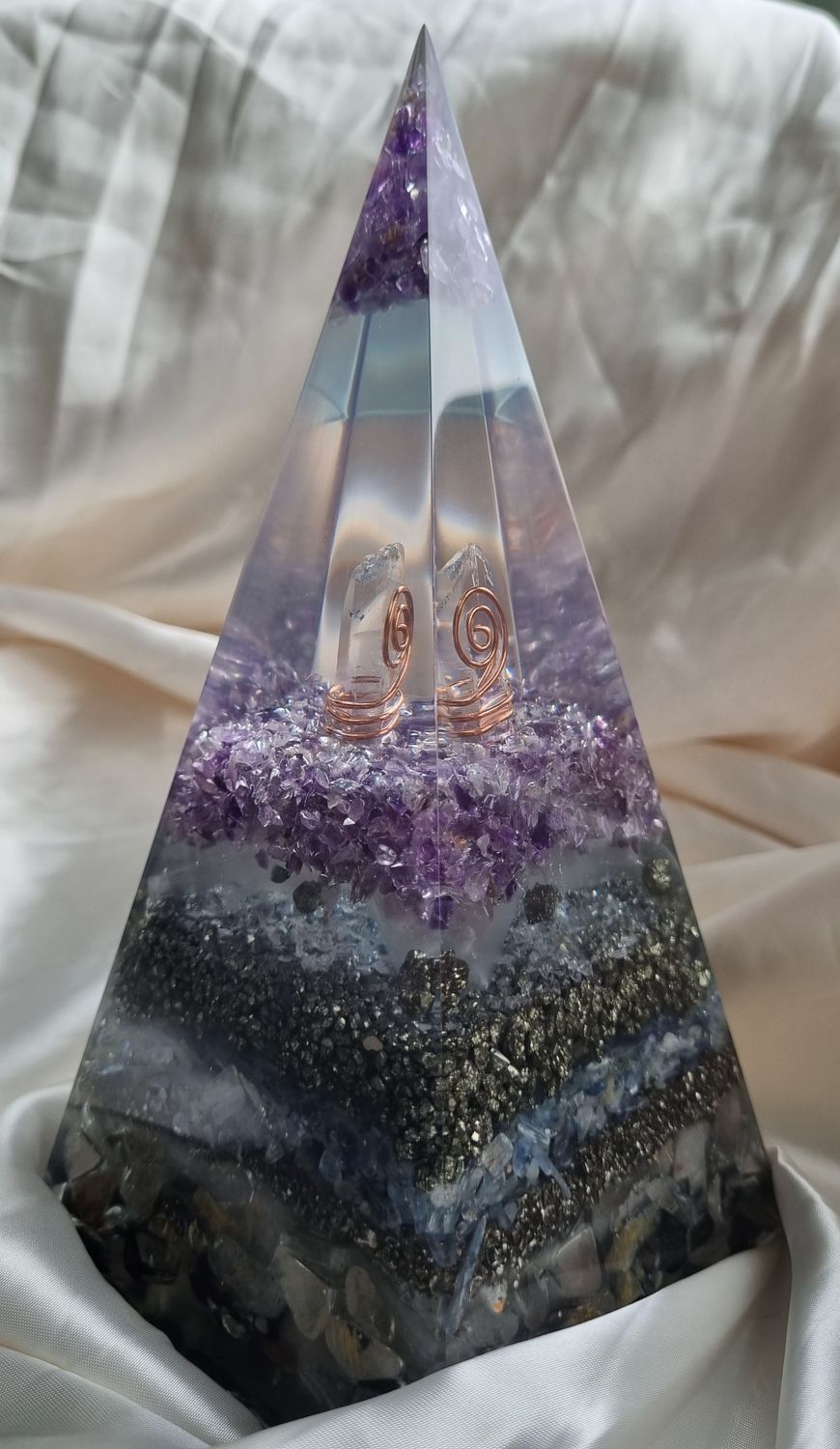 Amethyst Blue Kyanite Pyrite Russian Orgone Energy Pyramid