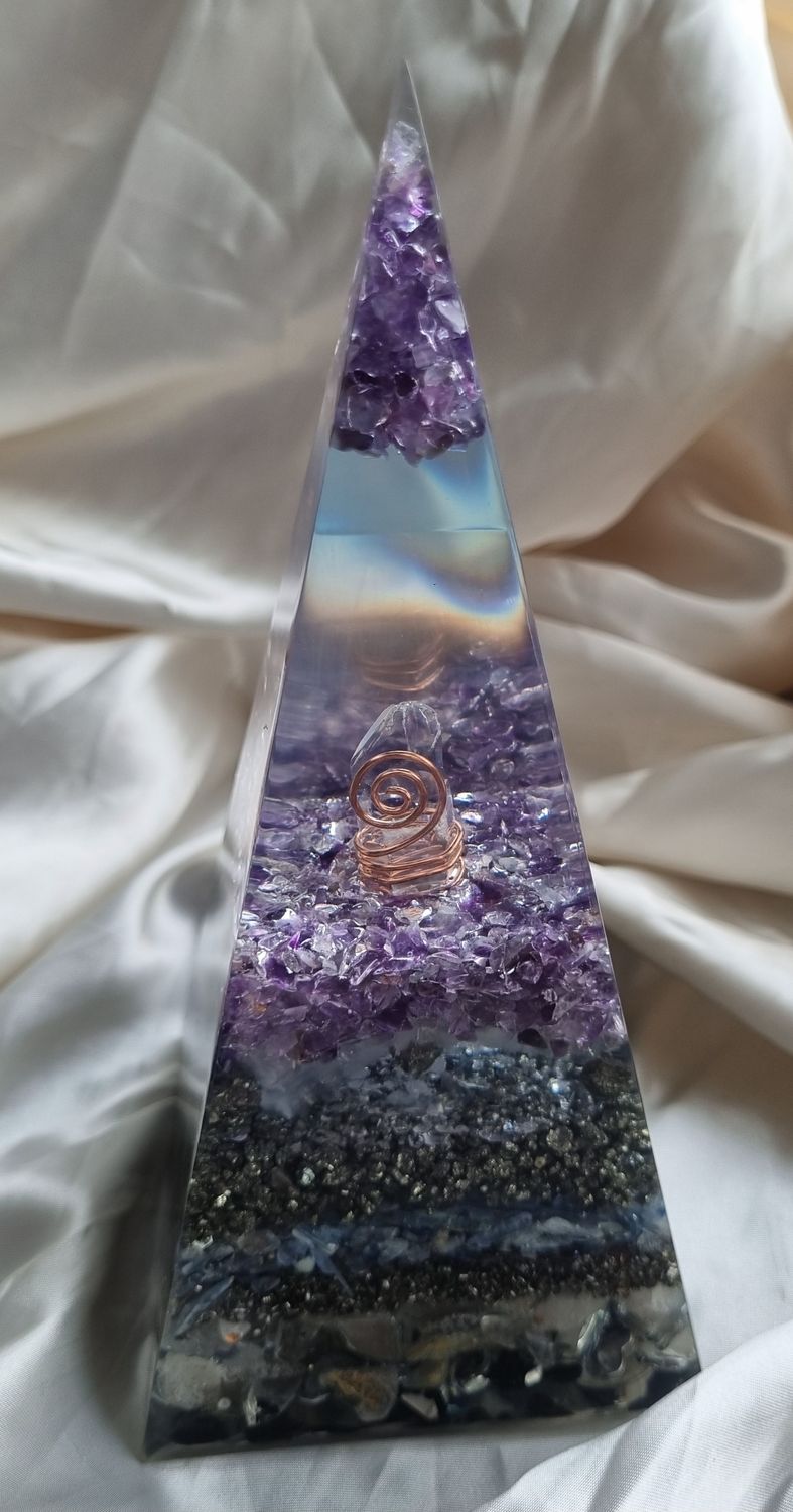Amethyst Blue Kyanite Pyrite Russian Orgone Energy Pyramid