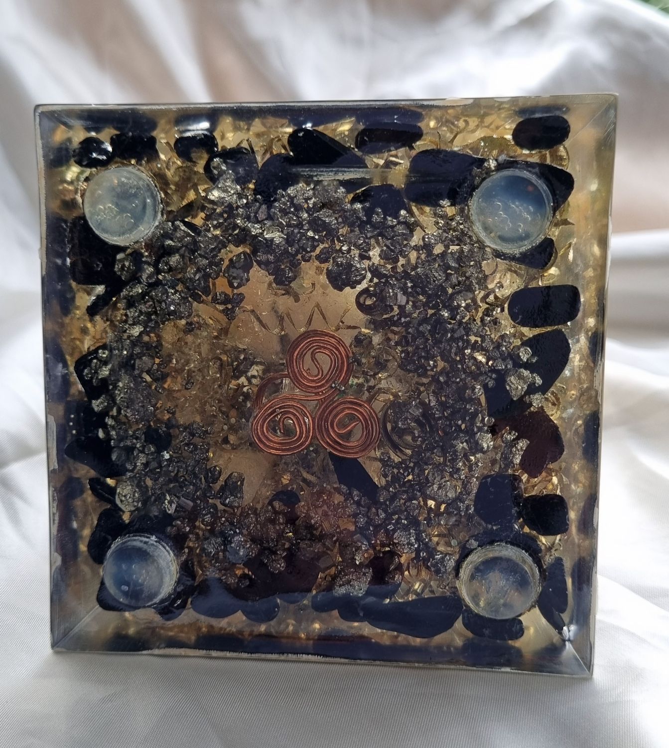 Citrine Clear Quartz Russian Orgone Energy Pyramid