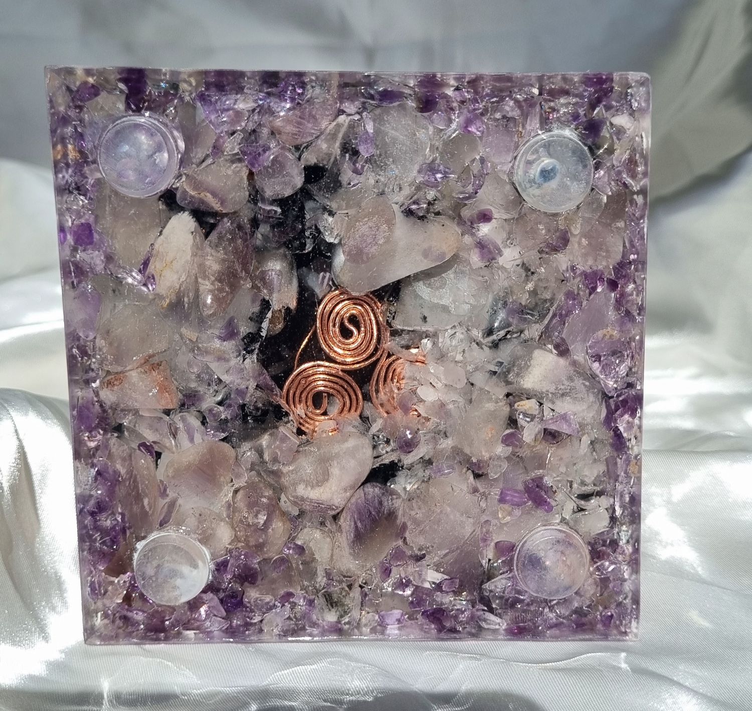 Raw Citrine Amethyst Russian Orgone Energy Pyramid